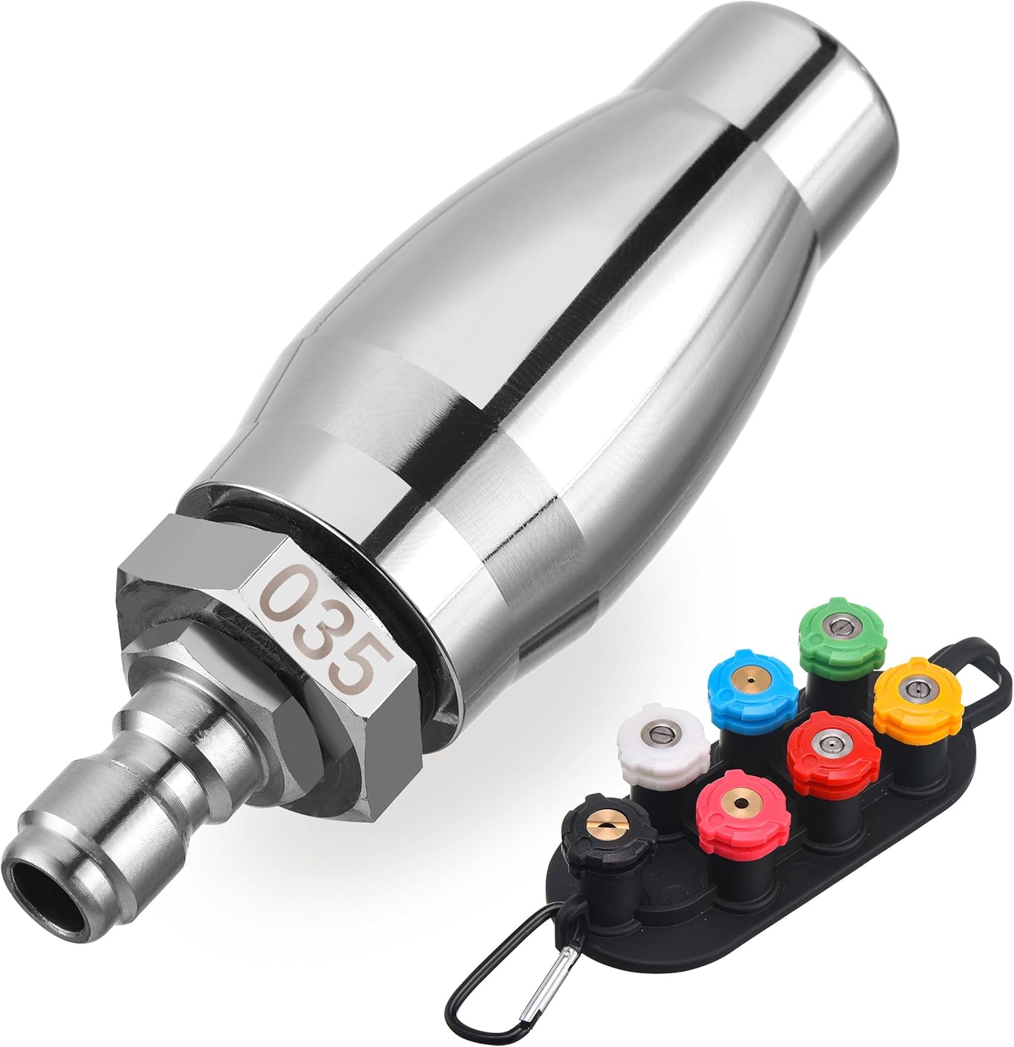 71KaCB3sD-L._AC_SL1500_ JOEJET Turbo Nozzle Pressure Washer, Rotating Pressure Washer Nozzle with 1/4" Quick Connect, 7 Spray Nozzle Tips with Nozzle Holder, 3000 PSI, Orifice 3.5 - Image 1