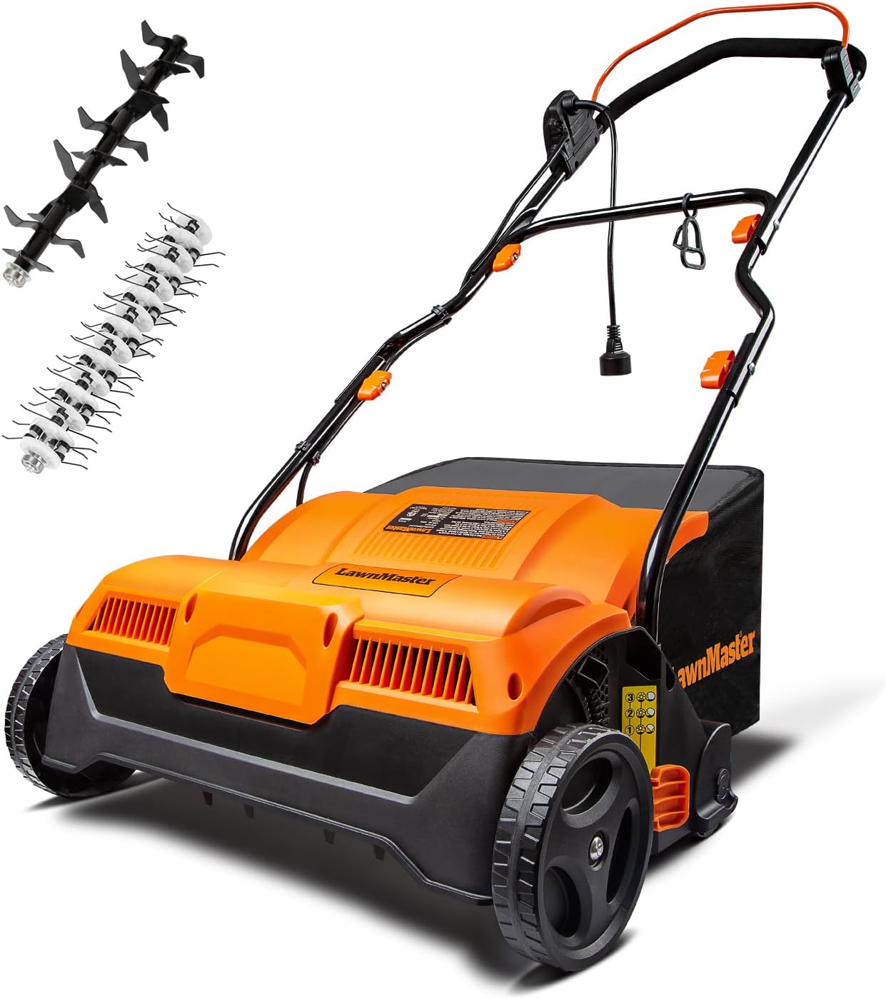 71O3RmppUQL._AC_SL1500_ LawnMaster GVB1316 Electric 16” 13 Amp Dethatcher and Scarifier with 12 Gallon Collection Bag - Image 1
