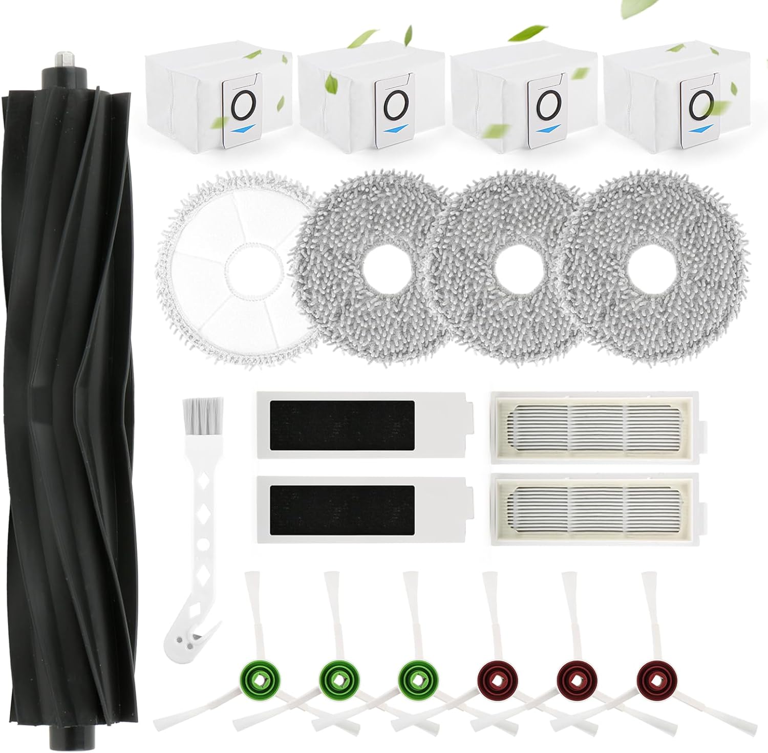 71rsaxCN1DL._AC_SL1500_ Replacement Parts for ECOVACS DEEBOT T20 Omni/T20 Max/ T20 Pro /T20e Omni Accessories Kit with 1 Rubber Brush,4 Dust Bags,4 Hepa Filters,4 Mop Pads,6 Side Brushes Vacuum Cleaner Set Accessories - Image 1